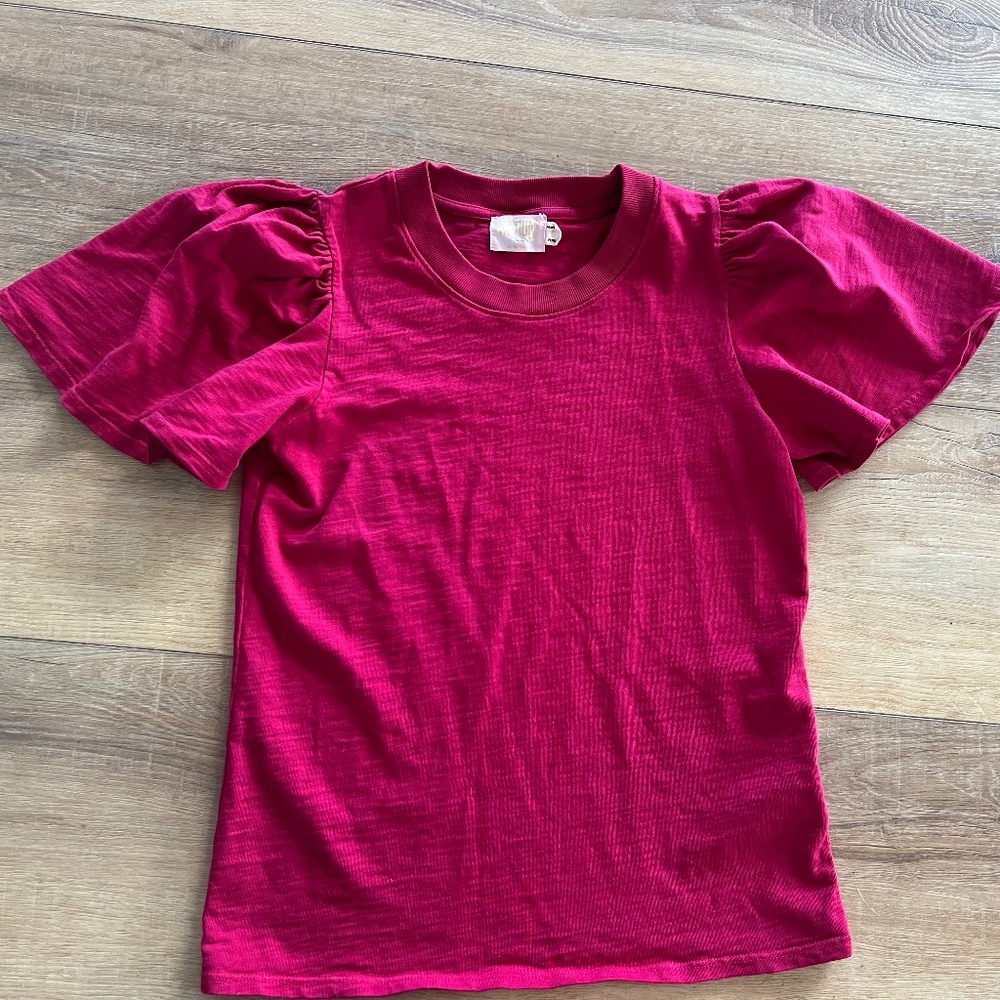 Nation LTD Puff Sleeve Shirt - Red - Size Small